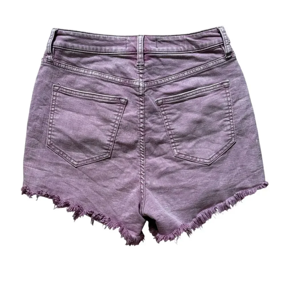 We The Free Light Lilac Distressed Denim Shorts Size 29
